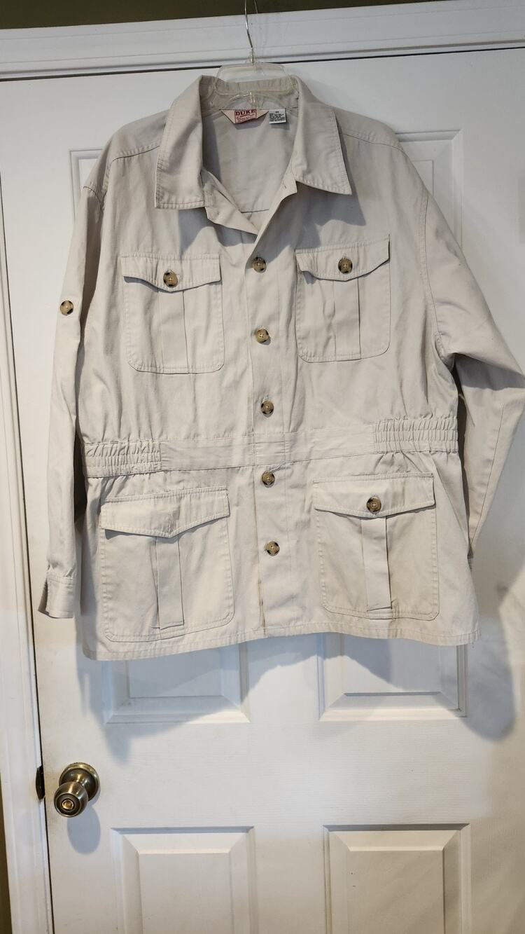 Vintage Duke Haband Safari Jacket 2X Khaki 4-Pocket Cotton Field Coat #481